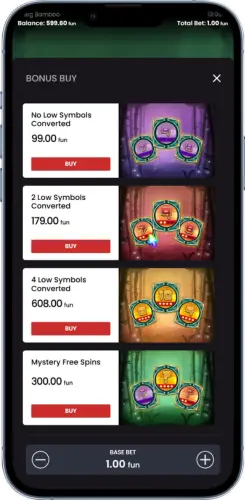 Bonus Buy Menü im Big Bamboo Slot
